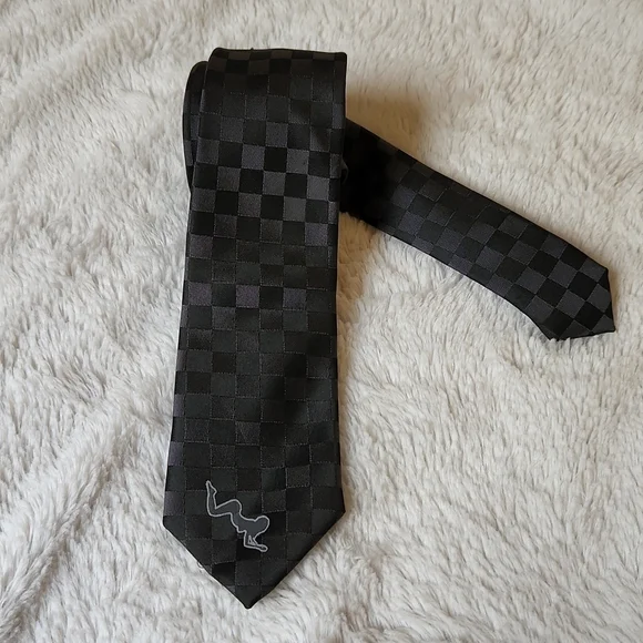 Blue Guru Black Checkered Skinny Tie - Picture 3 of 8